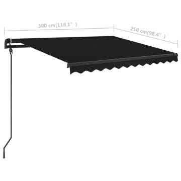 Manual Retractable Awning 3x2.5 m - Anthracite | HiPO Market