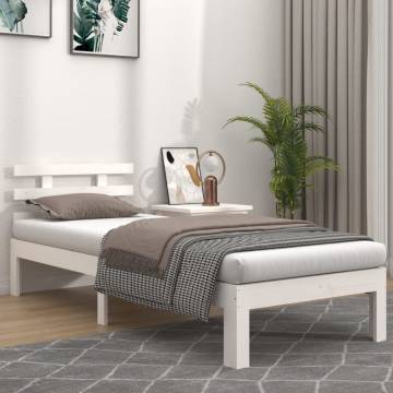 White Solid Wood Bed Frame 90x200 cm | Modern Bedroom Furniture