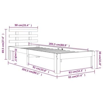 White Solid Wood Bed Frame 90x200 cm | Modern Bedroom Furniture