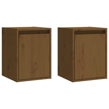 Honey Brown Wall Cabinets - 2 pcs Solid Pinewood | HipoMarket