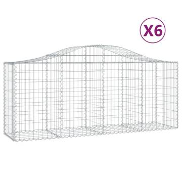 Arched Gabion Baskets | 6 pcs Galvanised Iron | 200x50x80/100 cm