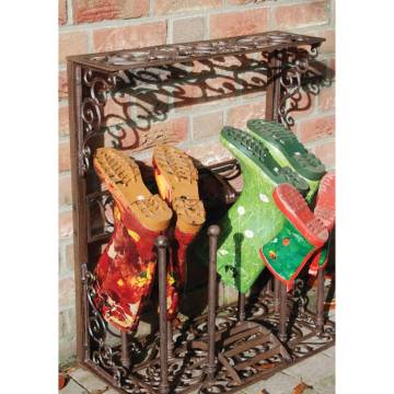 Esschert Design Large Boot Rack - Cast Iron - 4 Pairs Storage