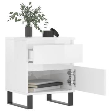 High Gloss White Bedside Cabinet - Stylish Storage Solution