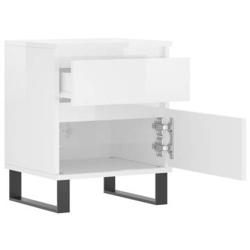 High Gloss White Bedside Cabinet - Stylish Storage Solution