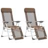 Folding Camping Chairs with Footrests - 2 pcs Brown Textilene