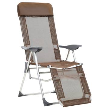 Folding Camping Chairs with Footrests - 2 pcs Brown Textilene