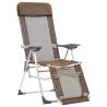 Folding Camping Chairs with Footrests - 2 pcs Brown Textilene