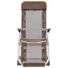 Folding Camping Chairs with Footrests - 2 pcs Brown Textilene