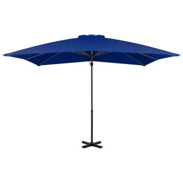 Azure Blue Cantilever Umbrella with Aluminium Pole - 250x250 cm