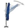 Azure Blue Cantilever Umbrella with Aluminium Pole - 250x250 cm