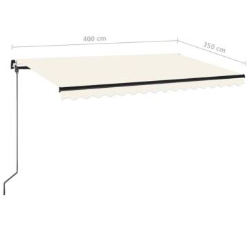 Manual Retractable Awning with LED - Cream 400x350 cm | Hipo Market