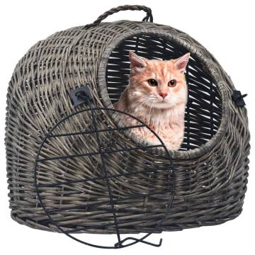 Cat Transporter Grey 60x45x45cm | Natural Willow Carrier