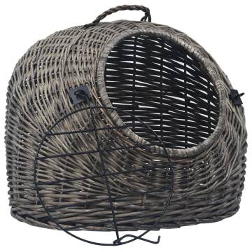 Cat Transporter Grey 60x45x45cm | Natural Willow Carrier