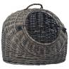 Cat Transporter Grey 60x45x45cm | Natural Willow Carrier