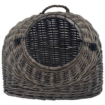 Cat Transporter Grey 60x45x45cm | Natural Willow Carrier