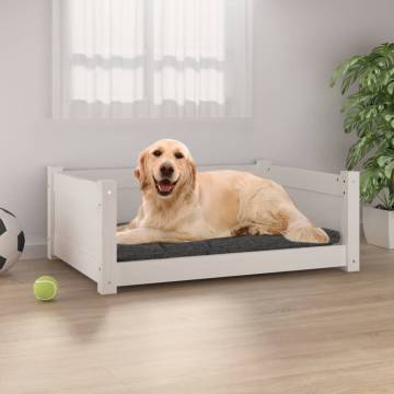 Comfortable White Dog Bed - Solid Pine Wood | HipoMarket