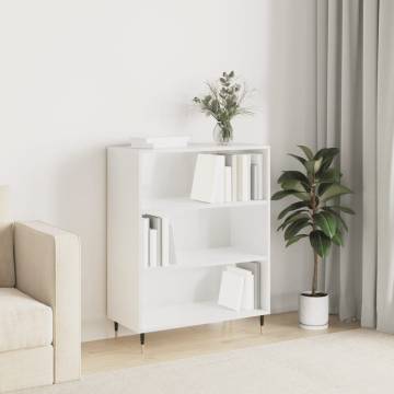 High Gloss White Bookcase - Modern Engineered Wood Furniture