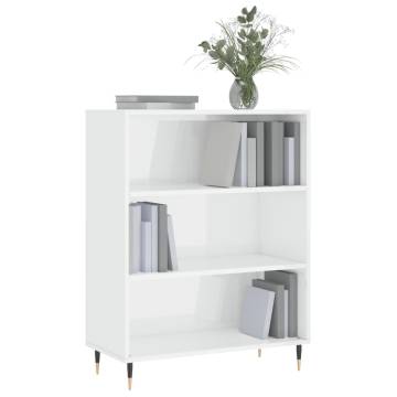 High Gloss White Bookcase - Modern Engineered Wood Furniture