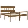 Honey Brown King Size Solid Wood Bed Frame with Headboard