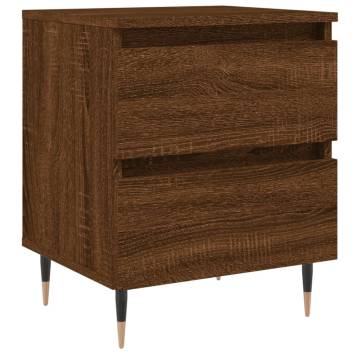 Elegant Brown Oak Bedside Cabinet - 40x35x50 cm