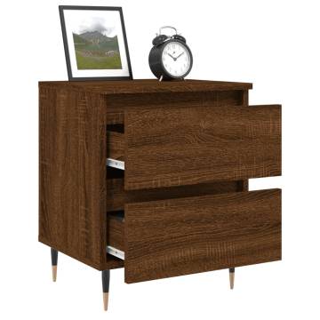 Elegant Brown Oak Bedside Cabinet - 40x35x50 cm