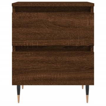 Elegant Brown Oak Bedside Cabinet - 40x35x50 cm