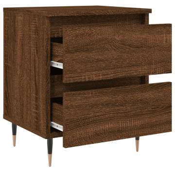 Elegant Brown Oak Bedside Cabinet - 40x35x50 cm