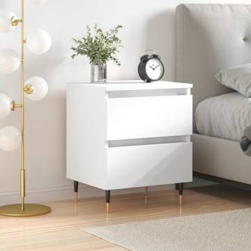 Elegant White Bedside Cabinet | 40x35x50 cm Engineered Wood