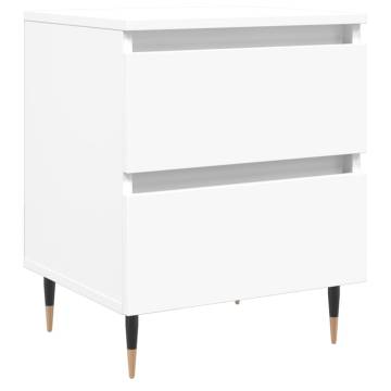 Elegant White Bedside Cabinet | 40x35x50 cm Engineered Wood