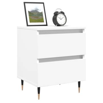 Elegant White Bedside Cabinet | 40x35x50 cm Engineered Wood