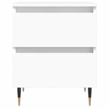 Elegant White Bedside Cabinet | 40x35x50 cm Engineered Wood