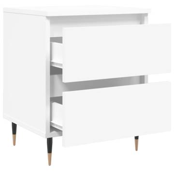 Elegant White Bedside Cabinet | 40x35x50 cm Engineered Wood