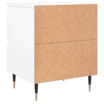 Elegant White Bedside Cabinet | 40x35x50 cm Engineered Wood