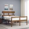 Bed Frame with Headboard Honey Brown 140x190 cm Solid Wood Colour honey brown Size 140 x 190 cm Model high 