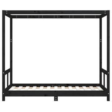 Kids Black Bed Frame 80x160 cm - Solid Pine Wood Design