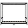 Kids Black Bed Frame 80x160 cm - Solid Pine Wood Design