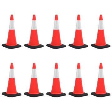 Reflective Traffic Cones 75cm - 10 pcs Heavy Base Set