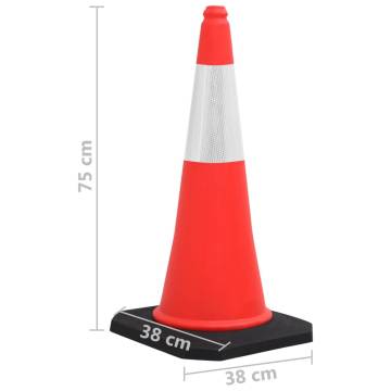 Reflective Traffic Cones 75cm - 10 pcs Heavy Base Set