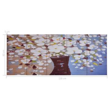 Multicolour Canvas Wall Print Set - Flowers in a Vase 150x60 cm