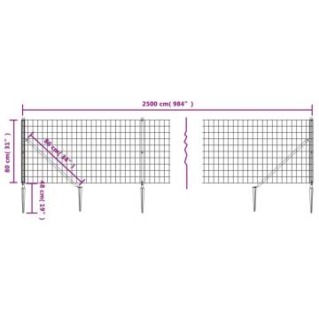 Wire Mesh Fence with Spike Anchors Green 0.8x25 m - Durable & Secure