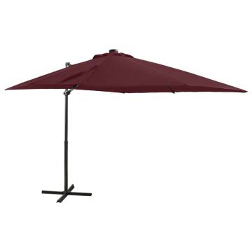 Cantilever Umbrella with LED Lights - Bordeaux Red 250 cm