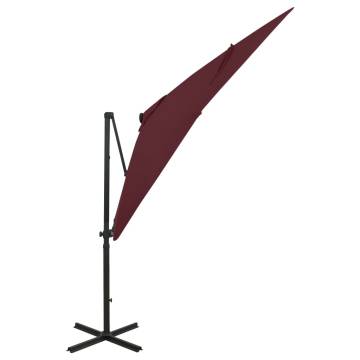 Cantilever Umbrella with LED Lights - Bordeaux Red 250 cm