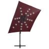 Cantilever Umbrella with LED Lights - Bordeaux Red 250 cm