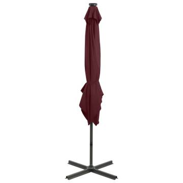 Cantilever Umbrella with LED Lights - Bordeaux Red 250 cm