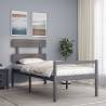 Bed Frame with Headboard Grey 100x200 cm Solid Wood Colour grey Size 100 x 200 cm Model high 