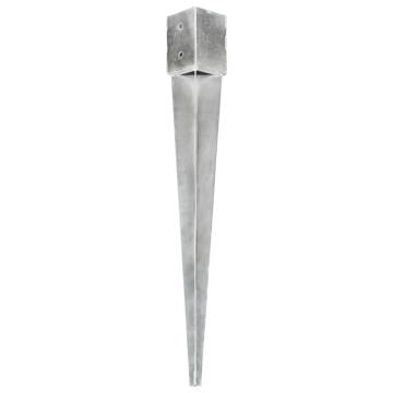 Ground Spikes 6 pcs Silver - Durable Galvanised Steel 10x10x91 cm