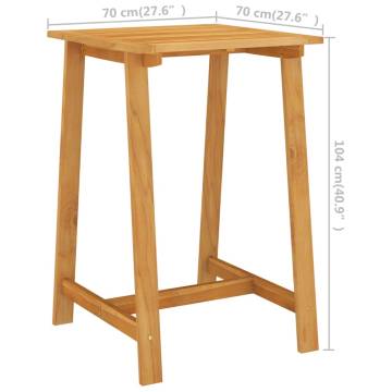 Stylish Acacia Wood Garden Bar Table - 70x70x104 cm