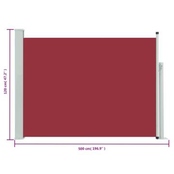 Patio Retractable Side Awning 117x500 cm Red | HipoMarket