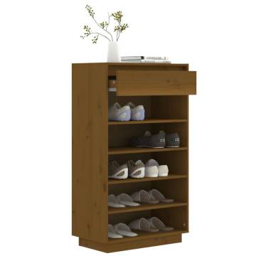 Shoe Cabinet Honey Brown 60x34x105 cm - Solid Pine Wood