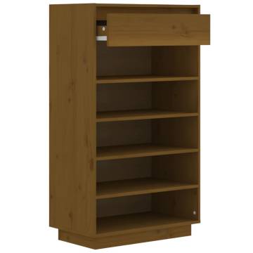 Shoe Cabinet Honey Brown 60x34x105 cm - Solid Pine Wood